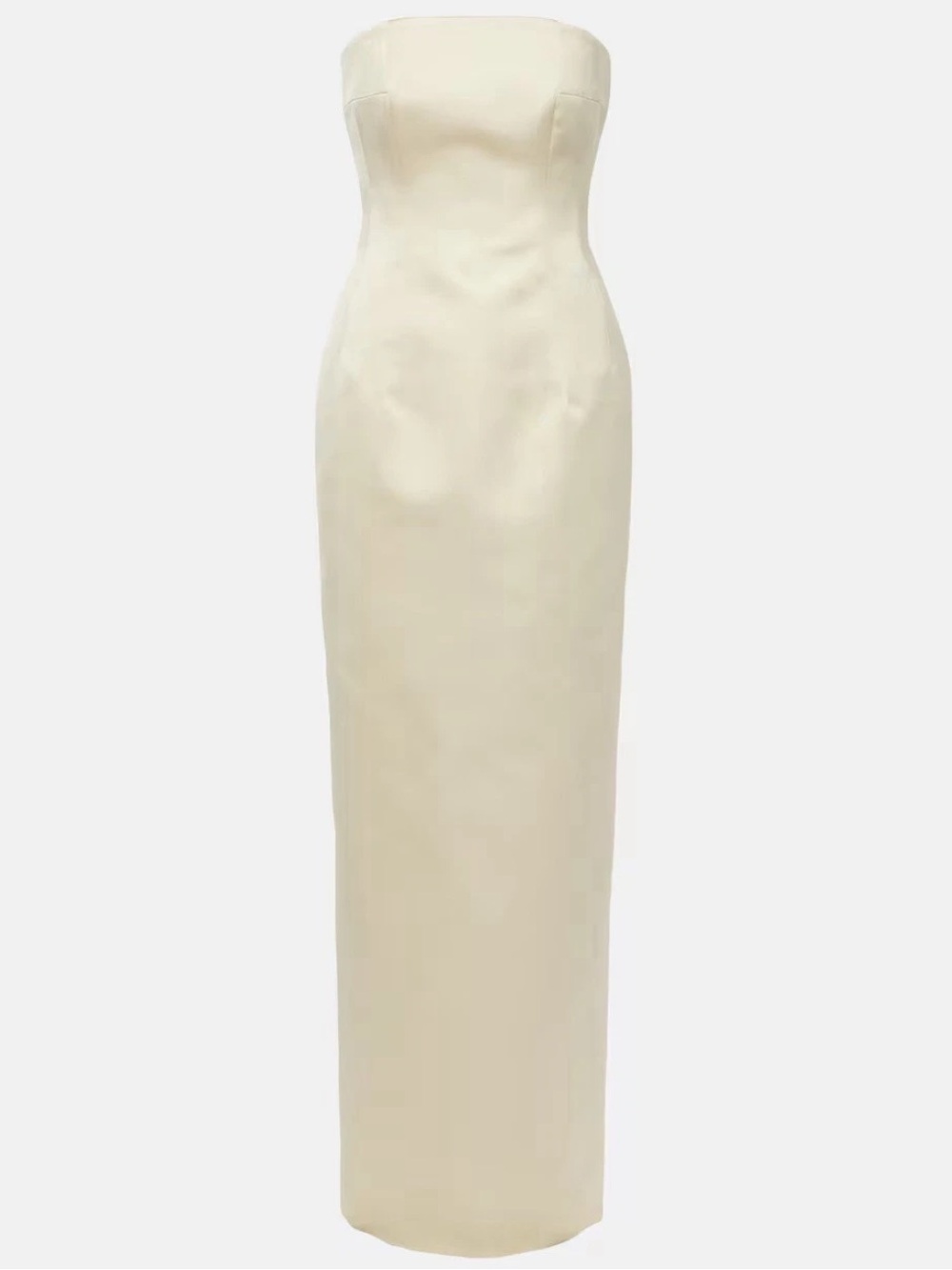 Catherine Regehr Silk Satin Strapless Sheath Dress Gown in Champagne, 4P
